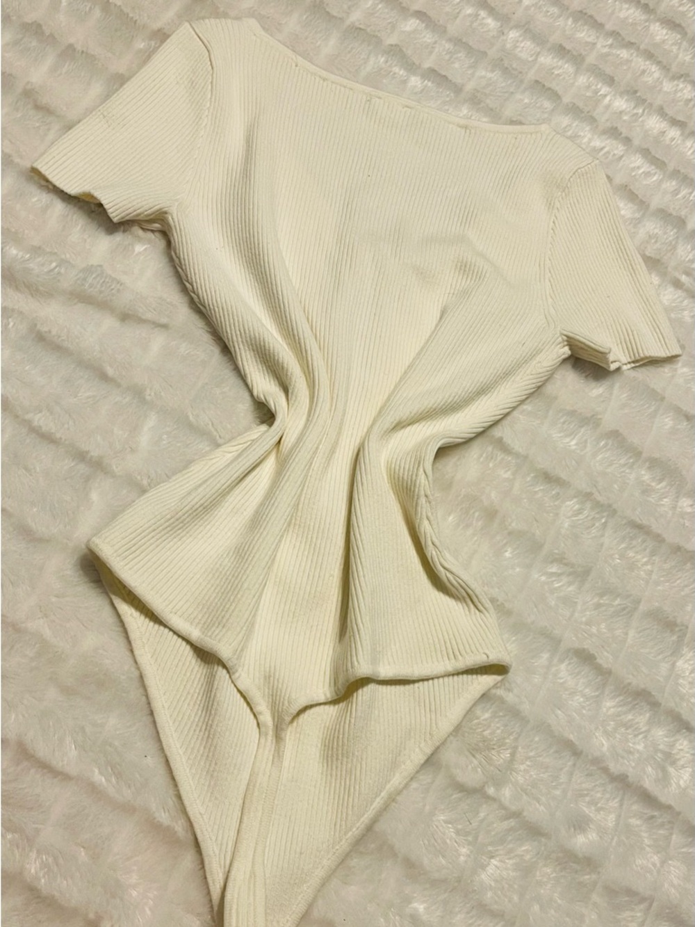 Abercrombie & Fitch Cream Ribbed  Bodysuit Womens size L - Picture 10 of 11